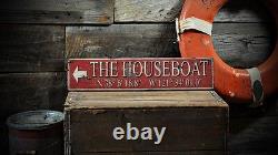 Custom Houseboat Latitude Longitude Sign Rustic Hand Made Wooden
