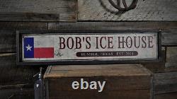 Custom Ice House Est. Date Pub Sign Rustic Hand Made Vintage Wooden