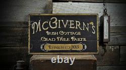 Custom Irish Cottage Est Date Sign Rustic Hand Made Vintage Wooden