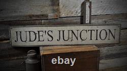 Custom Junction Name Sign Rustic Hand Made Vintage Wooden Sign
