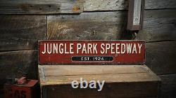 Custom Jungle Park Speedway Sign Rustic Hand Made Vintage Wooden