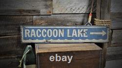Custom Lake House Arrow Sign Rustic Hand Made Vintage Wooden Sign