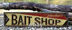 Custom Lake House Bait Shop Sign Rustic Hand Made Vintage Wooden