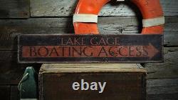 Custom Lake House Boat Access Sign Rustic Hand Made Vintage Wooden