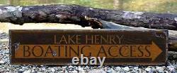 Custom Lake House Boat Access Sign Rustic Hand Made Vintage Wooden
