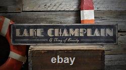 Custom Lake House Champlain Sign Rustic Hand Made Vintage Wooden