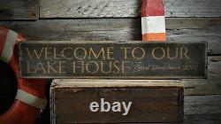 Custom Lake House Est. Date Sign Rustic Hand Made Vintage Wooden