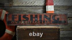 Custom Lake House Fishing Arrow Sign -Rustic Hand Made Vintage Wooden
