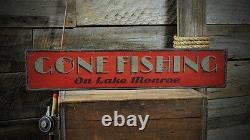 Custom Lake House Gone Fishing Sign Rustic Hand Made Vintage Wooden