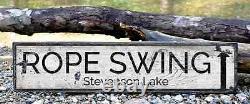 Custom Lake House Rope Swing Sign Rustic Hand Made Vintage Wooden