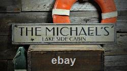 Custom Lake Side Cabin House Sign Rustic Hand Made Vintage Wooden