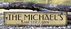 Custom Lake Side Cabin House Sign Rustic Hand Made Vintage Wooden