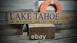 Custom Lake Tahoe Sign Primitive Rustic Hand Made Vintage Wooden