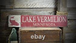 Custom Lake Vermilion Fish Sign Rustic Hand Made Vintage Wooden