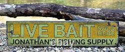 Custom Live Bait Lake House Sign Rustic Hand Made Vintage Wooden