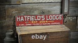 Custom Lodge Established Date Sign Rustic Hand Made Vintage Wooden