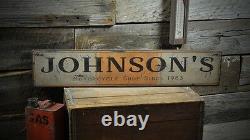 Custom Motorcycle Shop Date Sign Rustic Hand Made Vintage Wood Sign