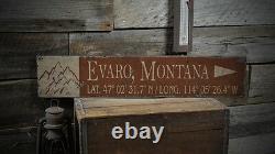Custom Mountain City Sign Rustic Hand Made Vintage Wooden Sign