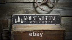 Custom Mountain Lat and Long Sign Rustic Hand Made Vintage Wooden