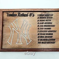 Custom NY Yankees Retired Numbers Wooden Wall Art Decor Maple Walnut 18.5x8x1.5