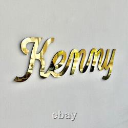 Custom Name Sign Personalized Gold Mirror Words Text Logo Cutout Acrylic Decor