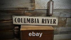 Custom Primitive River Sign Rustic Hand Made Vintage Wooden