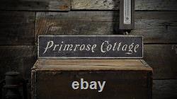 Custom Primrose Cottage Name Sign Rustic Hand Made Vintage Wooden