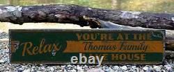 Custom Relax Family Lake House Sign Rustic Hand Made Vintage Wooden