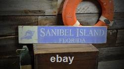 Custom Sanibel Island Beach Sign Rustic Hand Made Vintage Wooden