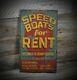 Custom Speed Boats For Rent Lake House Sign Rustic Hand Made Wooden