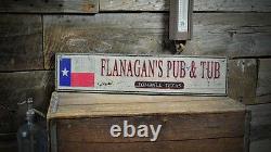 Custom State Flag Pub Tavern Sign -Rustic Hand Made Vintage Wood Sign
