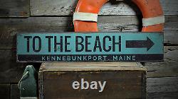 Custom To The Beach City State Arrow Handmade Vintage Wooden Sign