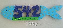 Custom WOODEN FISH HOUSE NUMBER Address Sign HAND MADE Painted Carved Wood