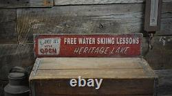 Custom Water Skiing Lake House Sign Rustic Hand Made Wooden Sign