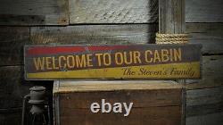 Custom Welcome To Our Cabin Sign Rustic Hand Made Vintage Wooden