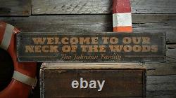 Custom Welcome To Our Woods Sign Rustic Hand Made Vintage Wooden