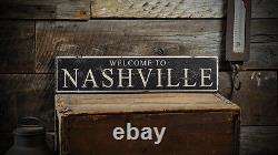 Custom Welcome to City Sign Rustic Hand Made Distressed Wooden