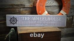 Custom Wheelhouse Coastal Sign Rustic Hand Made Vintage Wooden Sign