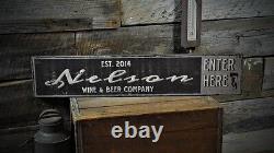 Custom Wine & Beer Co. Sign Rustic Hand Made Vintage Wooden Sign