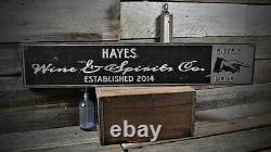 Custom Wine & Spirits Co. Sign Rustic Hand Made Vintage Wooden Sign