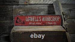 Custom Workshop Work Hard Clean Up Sign Rustic Hand Made Wooden