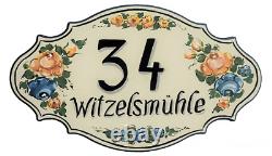 Custom hand painted address house plaque, floral wooden house number sign