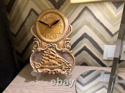 Designer Unique Hand Made Wooden Table Clock With Image Ship On Stand Vintage