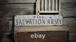 Distressed Salvation Army Sign Rustic Hand Made Vintage Wooden