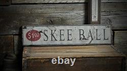 Distressed Skee Ball 1.00 Sign Rustic Hand Made Vintage Wooden