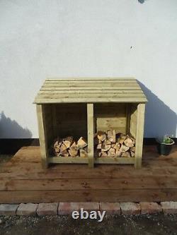 Double Bay 4ft Outdoor Wooden Log Store, Clearance Range UK Hand Made