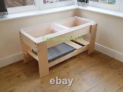 Double Handmade Wooden Sand And Water Or Mud Sensory Play Table. Garden Sandpit