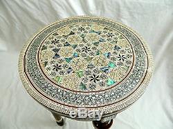 Egyptian Inlaid Mother of Pearl Wooden Table Round 12 (Piece of Art) From Egypt