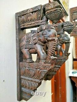 Elephant Wooden Bracket Corbel Pair Statue Handmade Wall Shelf Home Art Decor US