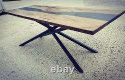Epoxy Resin River Oak table with bespoke metal or wooden table legs
